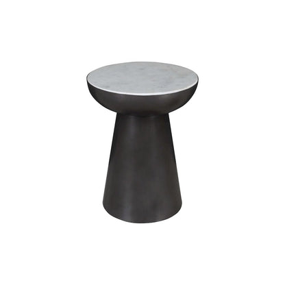 Circularity Modern Luxury Marble and Iron 18" Round Pedestal End Table