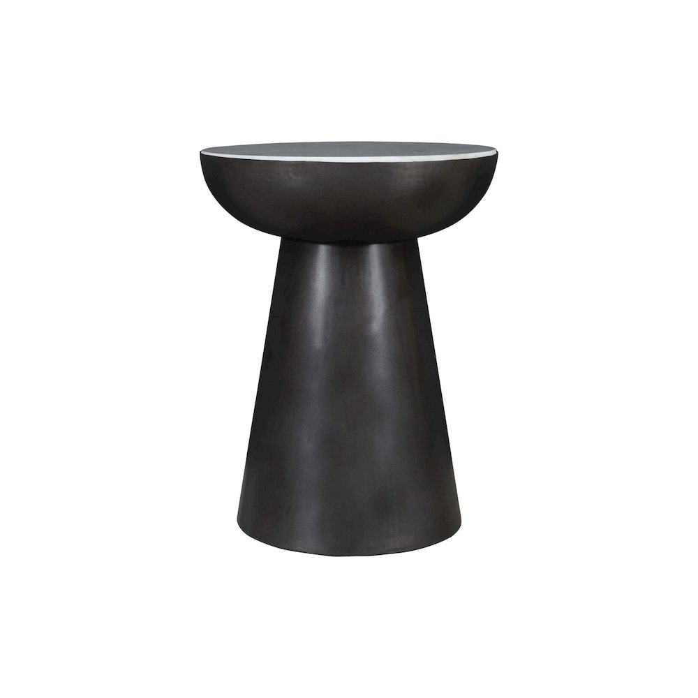 Circularity Modern Luxury Marble and Iron 18" Round Pedestal End Table