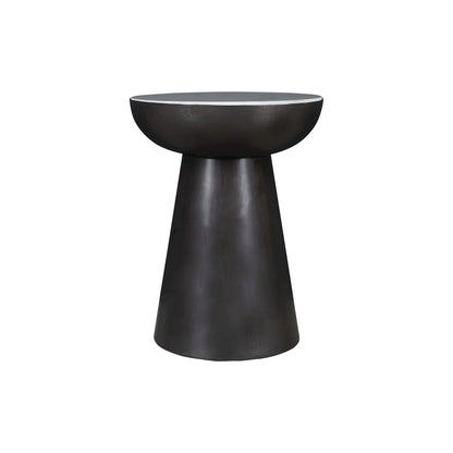 Circularity Modern Luxury Marble and Iron 18" Round Pedestal End Table