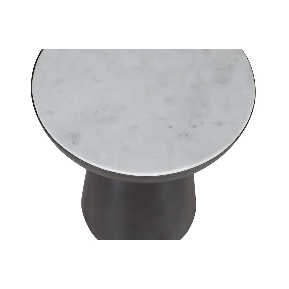 Circularity Modern Luxury Marble and Iron 18" Round Pedestal End Table