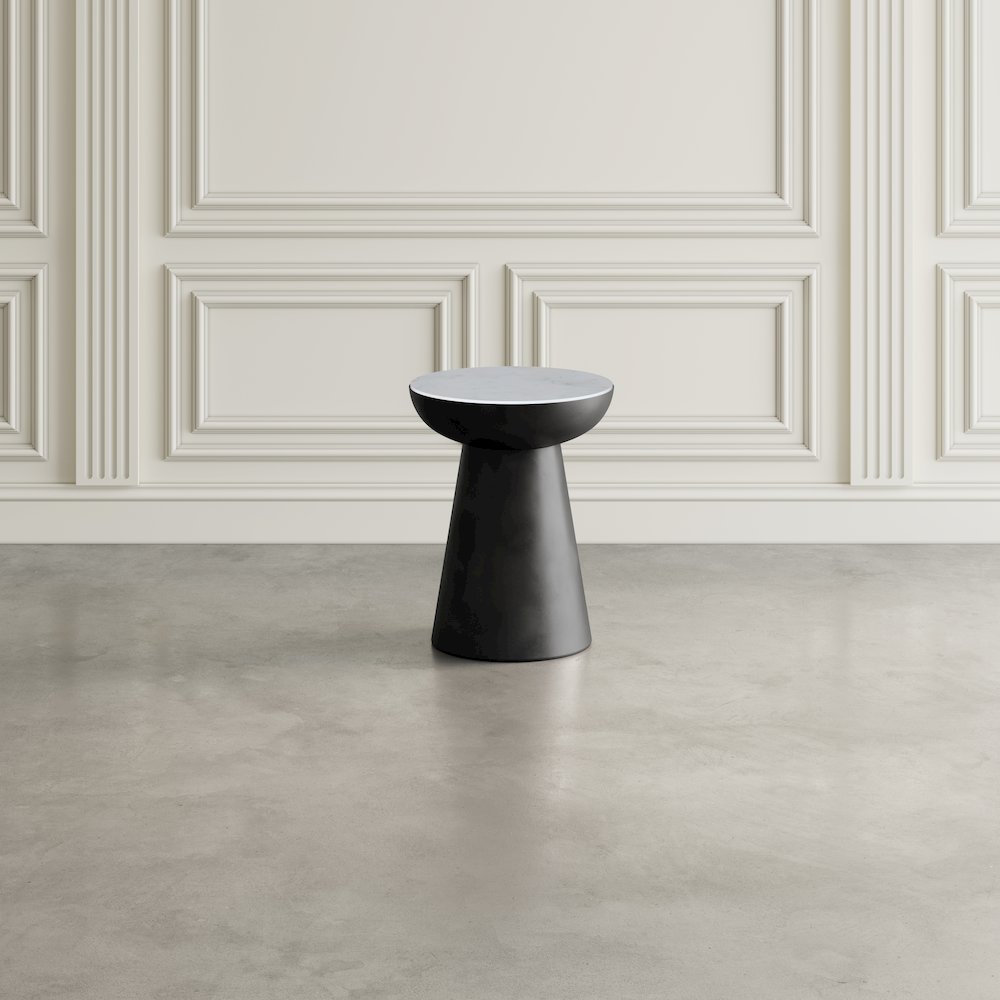 Circularity Modern Luxury Marble and Iron 18" Round Pedestal End Table