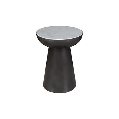 Circularity Modern Luxury Marble and Iron 18" Round Pedestal End Table