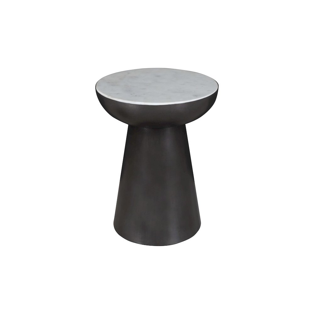 Circularity Modern Luxury Marble and Iron 18" Round Pedestal End Table