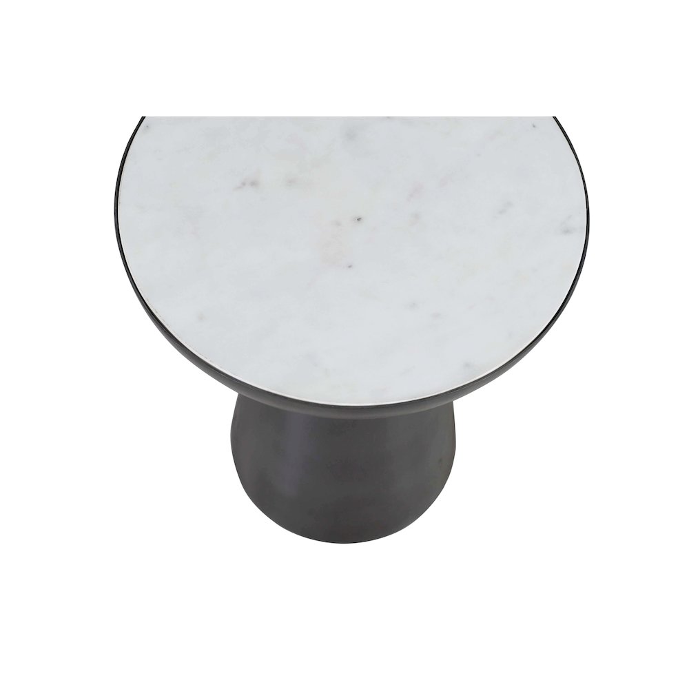 Circularity Modern Luxury Marble and Iron 15" Round Pedestal Chairside End Table