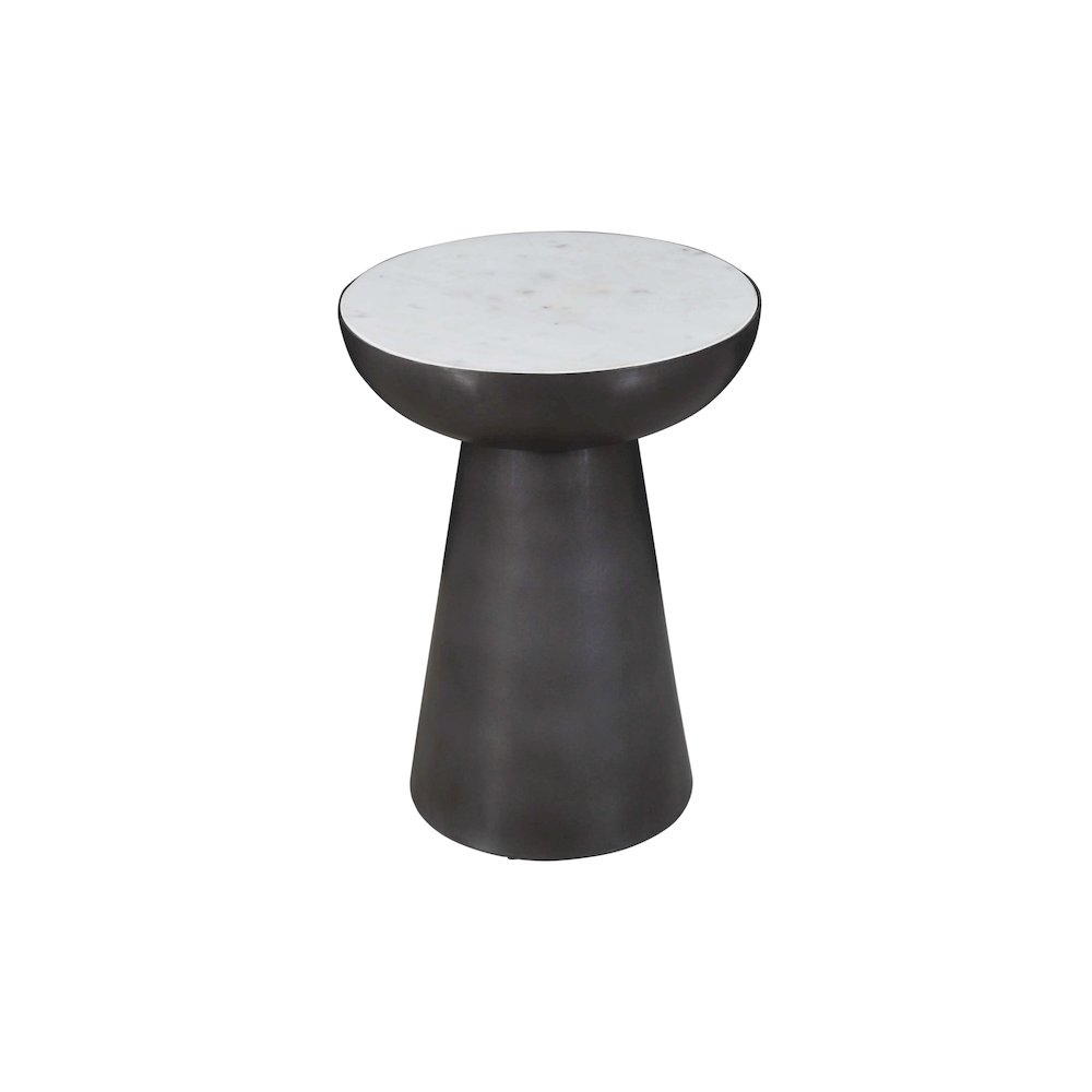 Circularity Modern Luxury Marble and Iron 15" Round Pedestal Chairside End Table