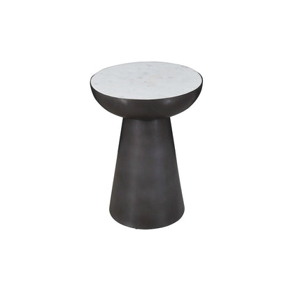 Circularity Modern Luxury Marble and Iron 15" Round Pedestal Chairside End Table