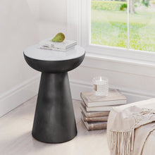 Circularity Modern Luxury Marble and Iron 15" Round Pedestal Chairside End Table