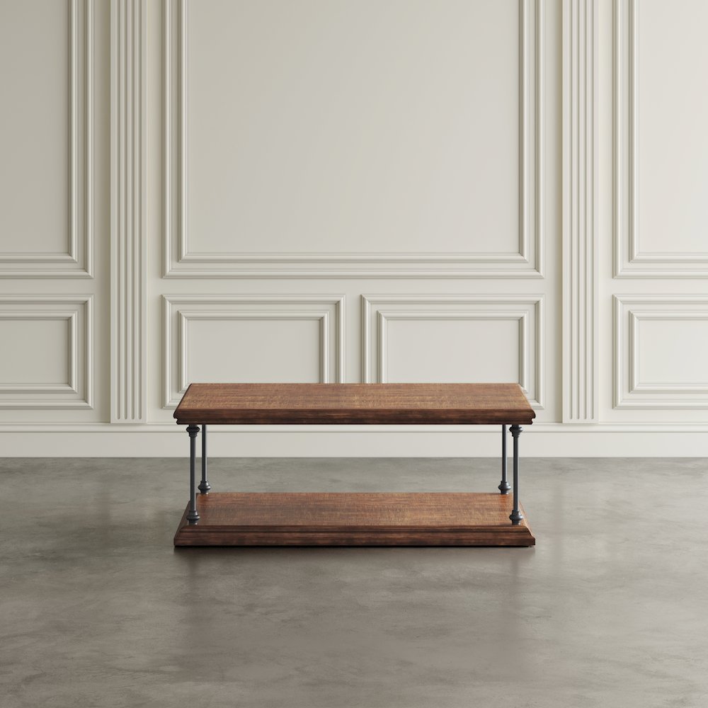 Larson Modern Industrial 50" Solid Wood Coffee Table with Storage