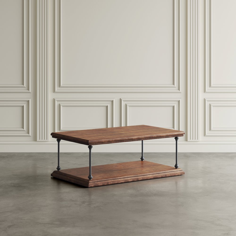 Larson Modern Industrial 50" Solid Wood Coffee Table with Storage