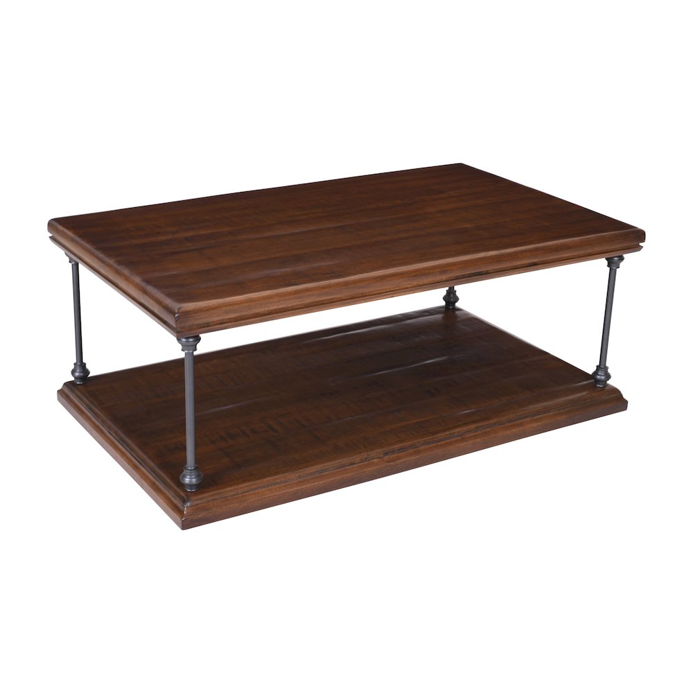 Larson Modern Industrial 50" Solid Wood Coffee Table with Storage