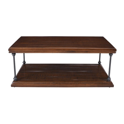 Larson Modern Industrial 50" Solid Wood Coffee Table with Storage