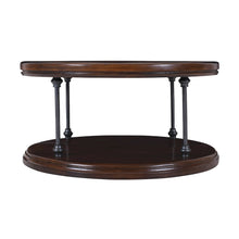 Larson Modern Industrial 36" Round Solid Wood Coffee Table with Shelf