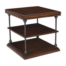 Larson Modern Industrial Square Solid Wood End Table with Storage Shelves