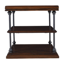 Larson Modern Industrial Square Solid Wood End Table with Storage Shelves