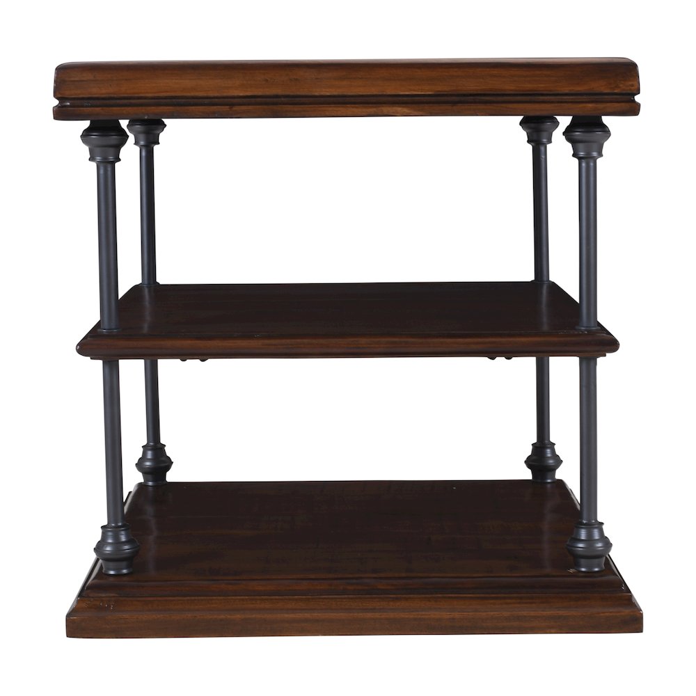 Larson Modern Industrial Square Solid Wood End Table with Storage Shelves