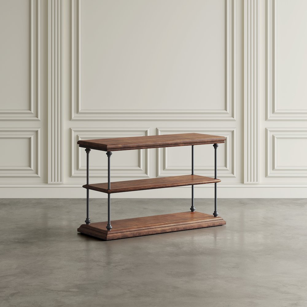 Larson Modern Industrial 48" Solid Wood Sofa Table with Storage