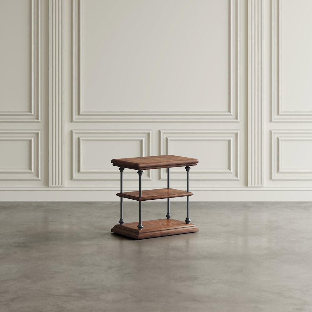 Larson Modern Industrial Solid Wood Chairside End Table with Storage