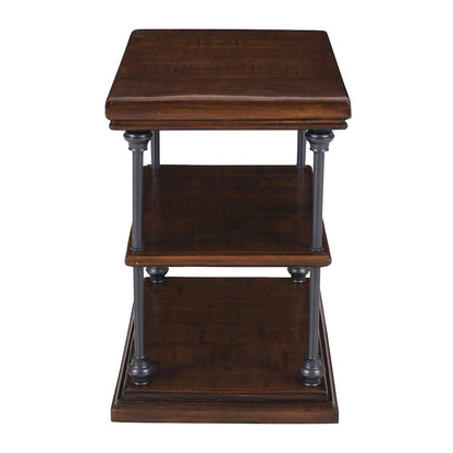 Larson Modern Industrial Solid Wood Chairside End Table with Storage