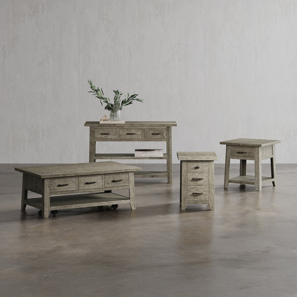 Rustic Farmhouse Solid Wood 50" Sofa Table with Drawers and Two Shelves