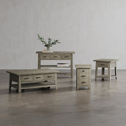 Rustic Farmhouse Solid Wood 50" Sofa Table with Drawers and Two Shelves