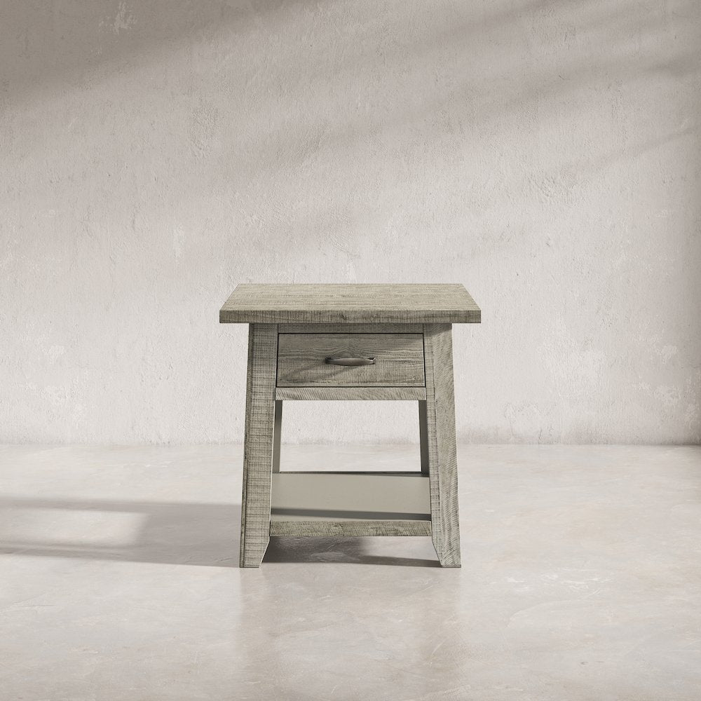 Telluride Rustic Farmhouse Solid Wood End Table with Storage