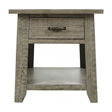 Pine Veneer Rustic Farmhouse End Table with Drawer, Side Table, Driftwood Grey