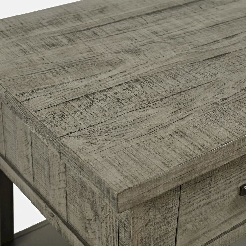 Pine Veneer Rustic Farmhouse End Table with Drawer, Side Table, Driftwood Grey