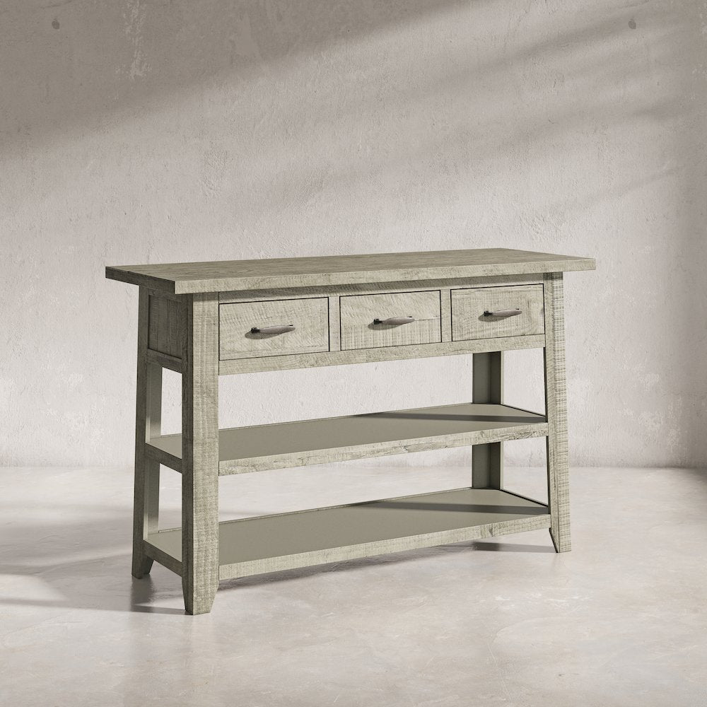 Rustic Farmhouse Solid Wood 50" Sofa Table with Drawers and Two Shelves