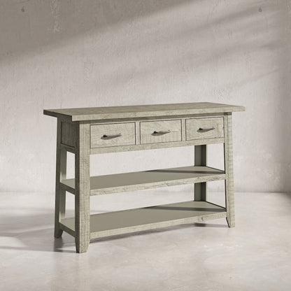 Rustic Farmhouse Solid Wood 50" Sofa Table with Drawers and Two Shelves