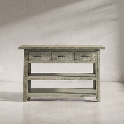 Rustic Farmhouse Solid Wood 50" Sofa Table with Drawers and Two Shelves