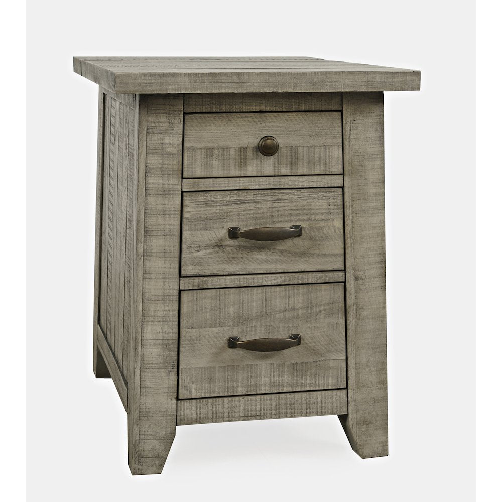 Telluride Rustic Farmhouse Solid Wood USB Charging Chairside End Table