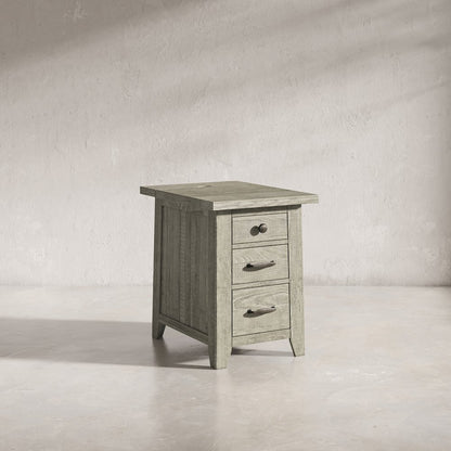 Telluride Rustic Farmhouse Solid Wood USB Charging Chairside End Table