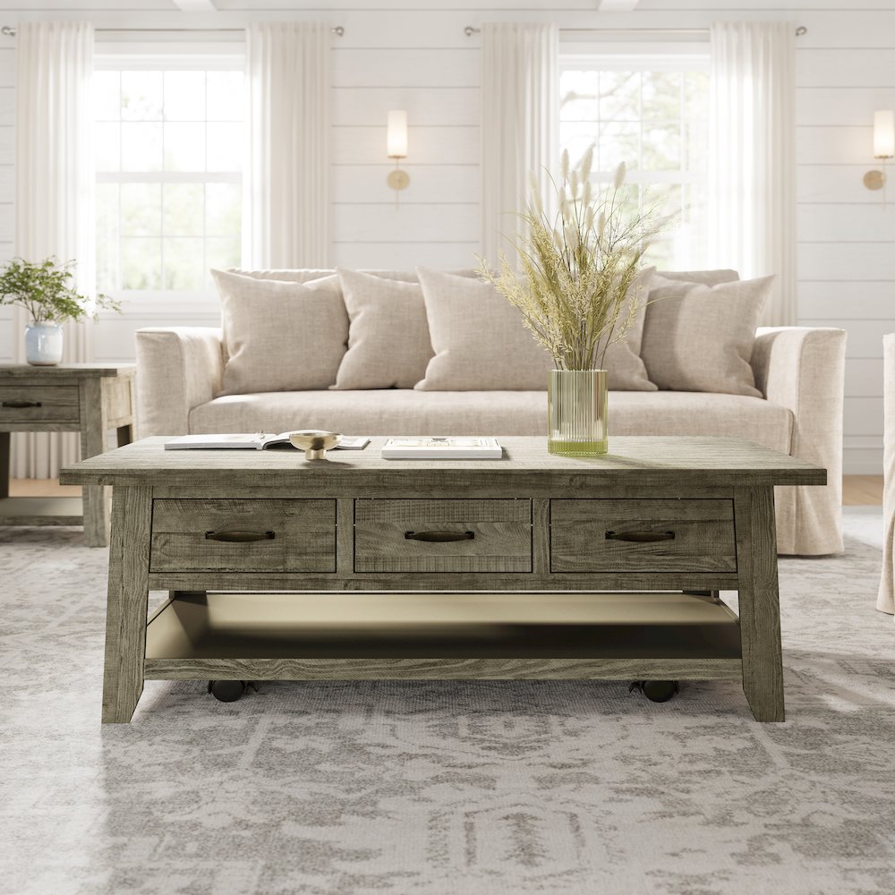 Rustic Farmhouse Solid Wood 50" Coffee Table