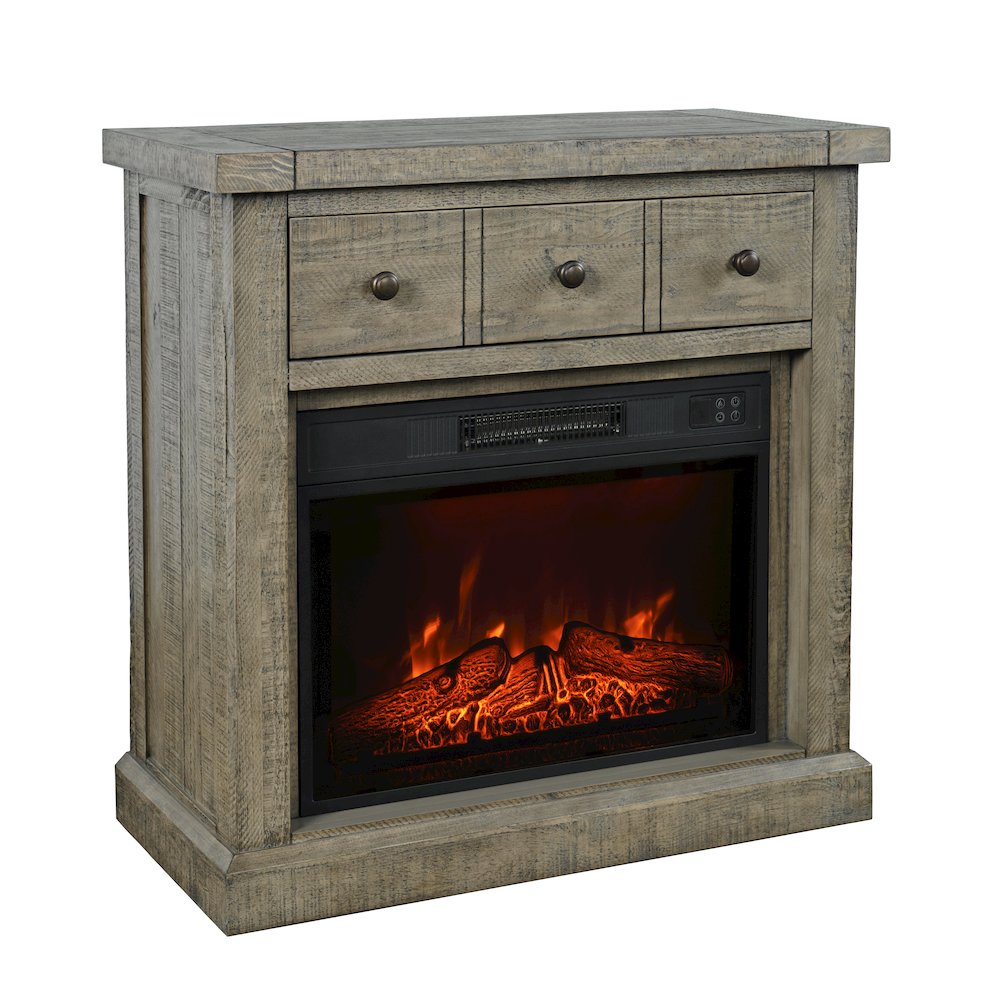Telluride Rustic Farmhouse Solid Wood 32" Electric Fireplace TV Stand Console