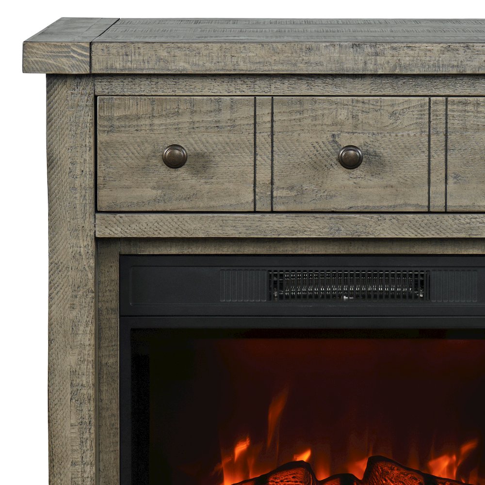 Telluride Rustic Farmhouse Solid Wood 32" Electric Fireplace TV Stand Console