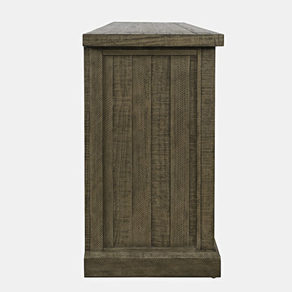 Telluride Rustic Solid Wood 60" Storage Console TV Stand with Electric Fireplace