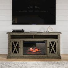 Telluride Rustic Solid Wood 60" Storage Console TV Stand with Electric Fireplace