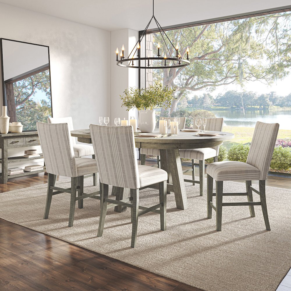 Rustic Farmhouse Solid Wood Round to Oval Counter Height Dining Table