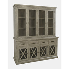 Telluride Rustic Farmhouse Solid Wood Sideboard Buffet Hutch with LED Lights