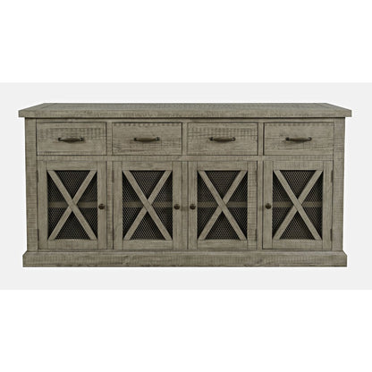70" Rustic Distressed Solid Wood Farmhouse Four Drawer Sideboard Buffet Server