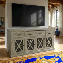 70" Rustic Distressed Solid Wood Farmhouse Four Drawer Sideboard Buffet Server
