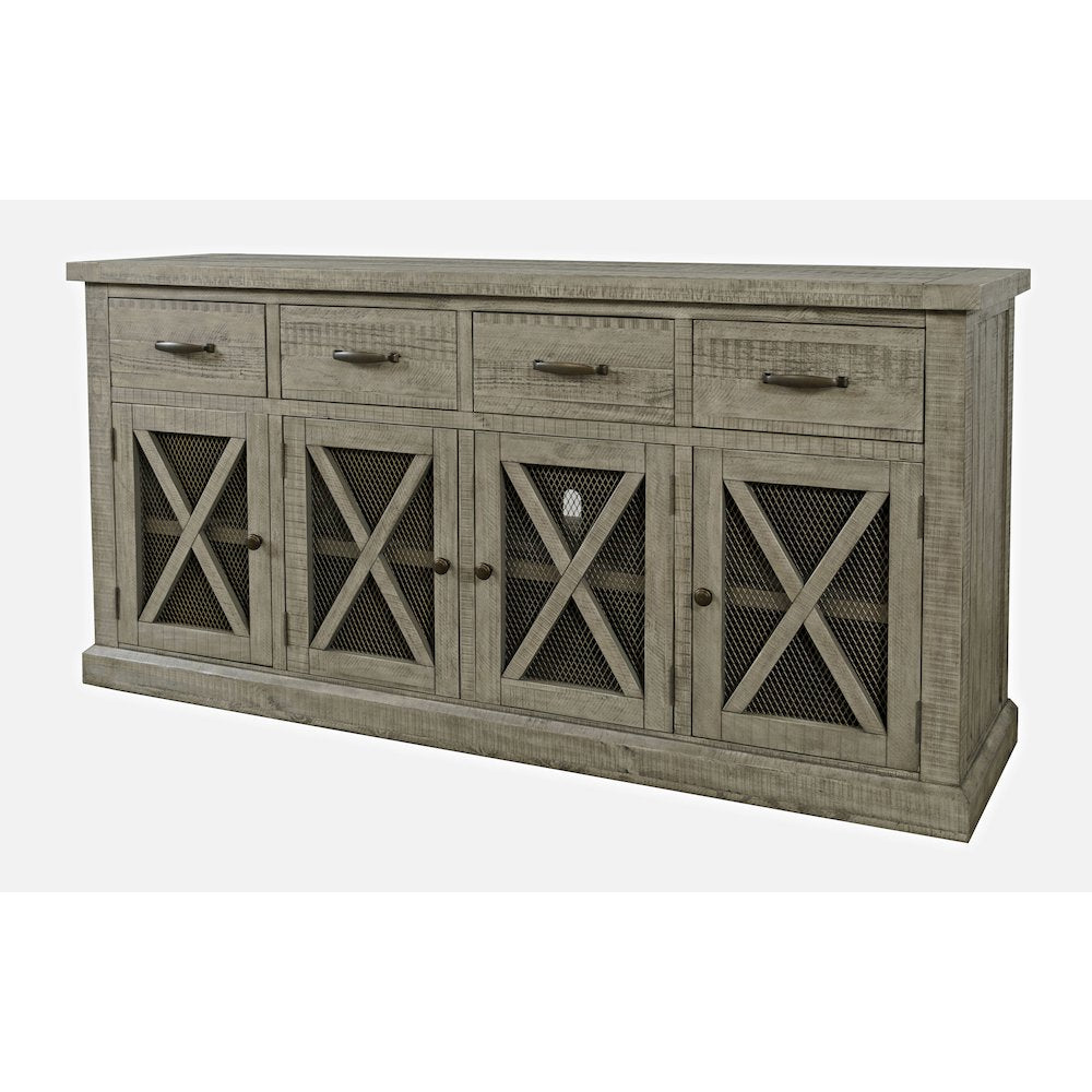 70" Rustic Distressed Solid Wood Farmhouse Four Drawer Sideboard Buffet Server