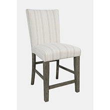 Farmhouse Rustic Solid Wood Parsons Striped Upholstery Counter Stool (Set of 2)