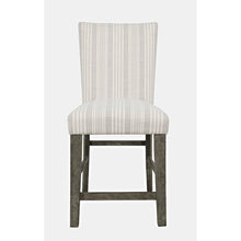 Farmhouse Rustic Solid Wood Parsons Striped Upholstery Counter Stool (Set of 2)