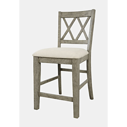 Telluride Rustic Farmhouse Solid Wood Upholstered Counter Stool (Set of 2)