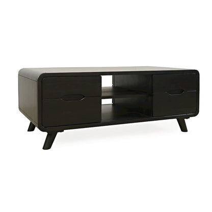 Marlowe Mid-Century Modern 48" Curved Coffee Table with Storage Drawers