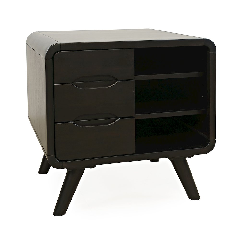Marlowe Mid-Century Modern 24" Curved End Table with Storage Drawers
