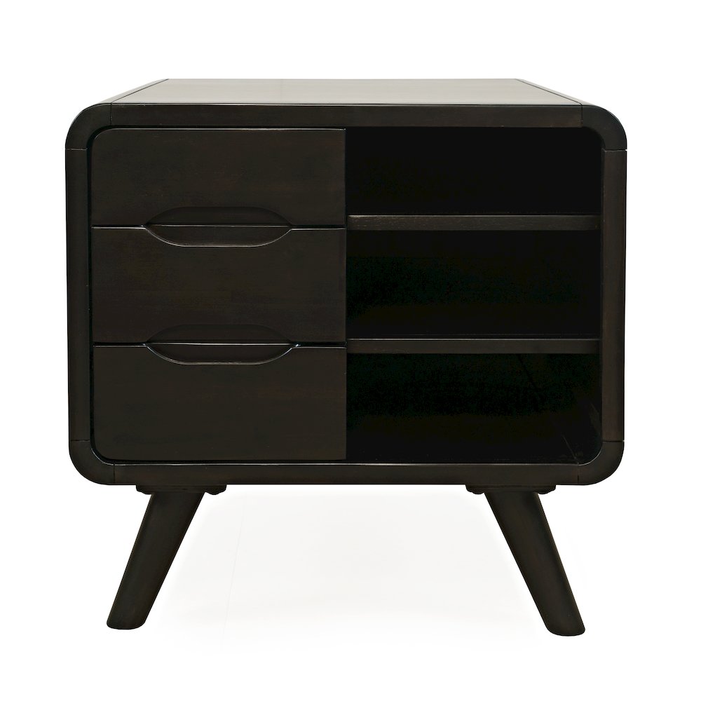 Marlowe Mid-Century Modern 24" Curved End Table with Storage Drawers