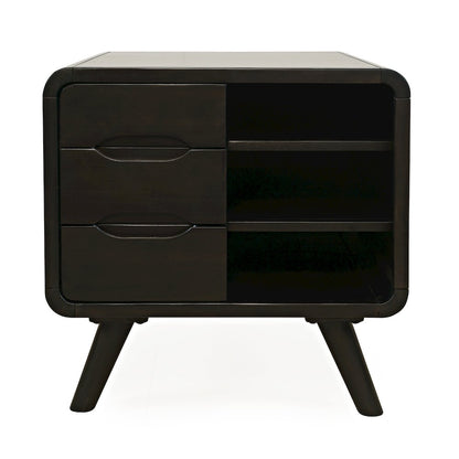 Marlowe Mid-Century Modern 24" Curved End Table with Storage Drawers