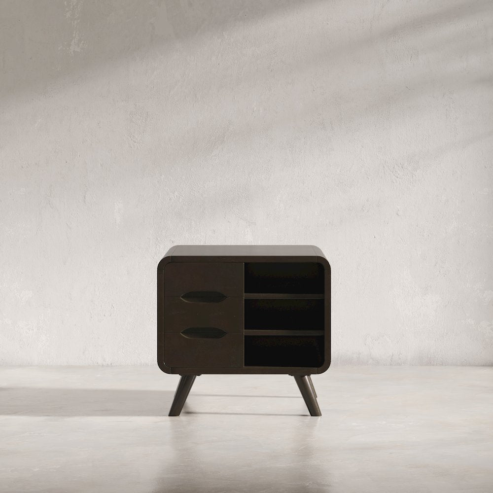 Marlowe Mid-Century Modern 24" Curved End Table with Storage Drawers